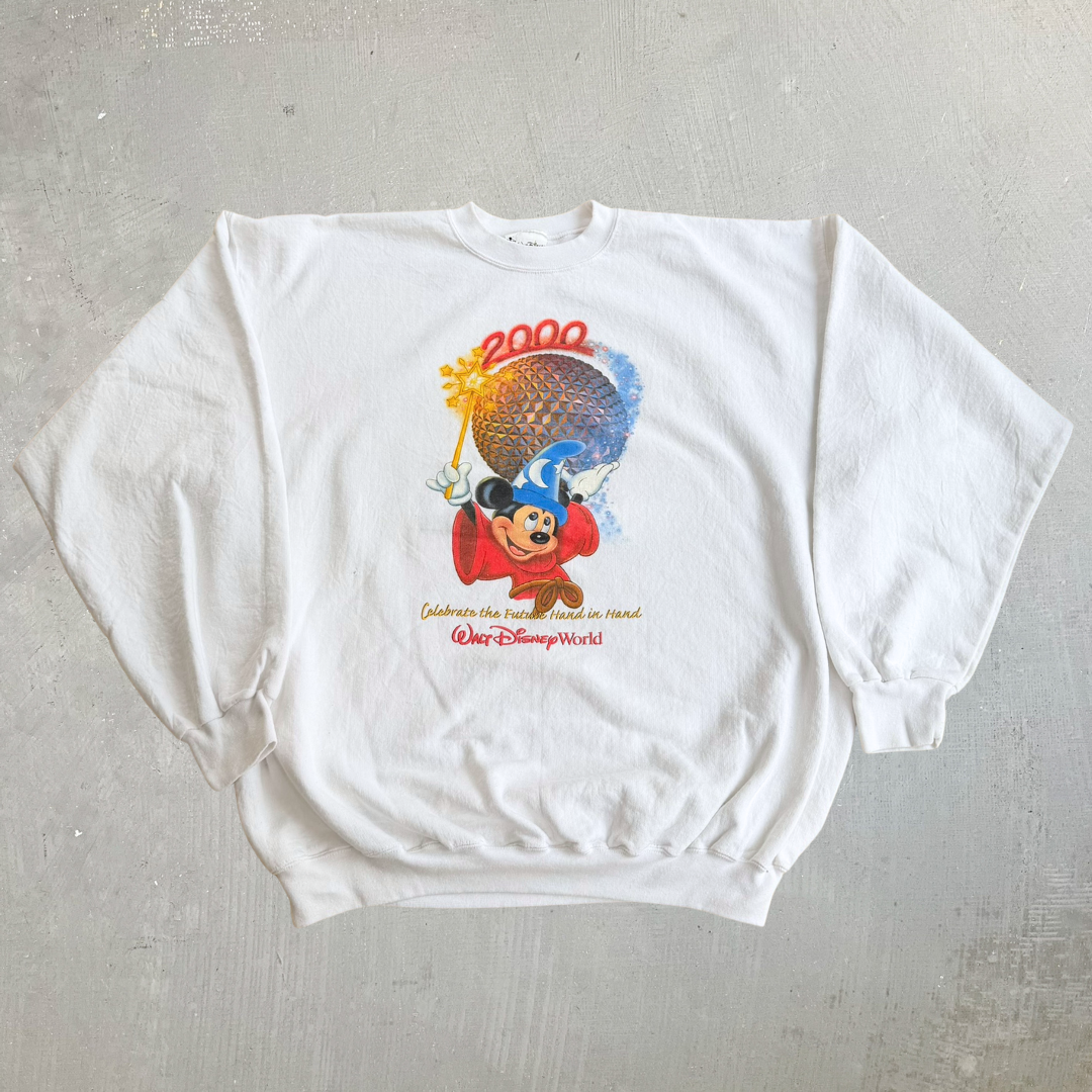 J- Vintage '00 Walt Disney World Mickey New Millennium Celebration Made In USA Crewneck- XL