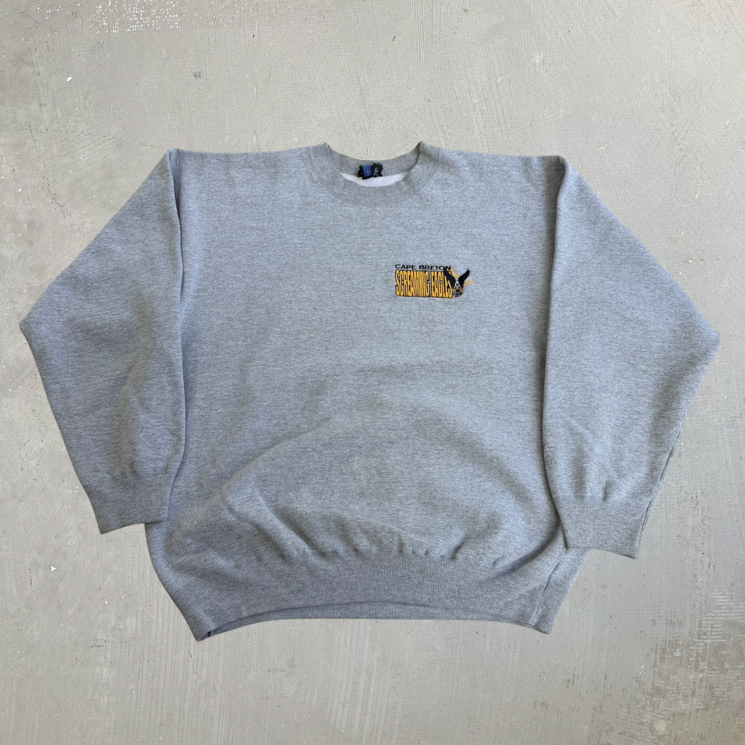 J- Vintage 90s Cape Breton Screaming Eagle Junior Hockey League Starter Made In Canada Embroidered Logo Crewneck - L