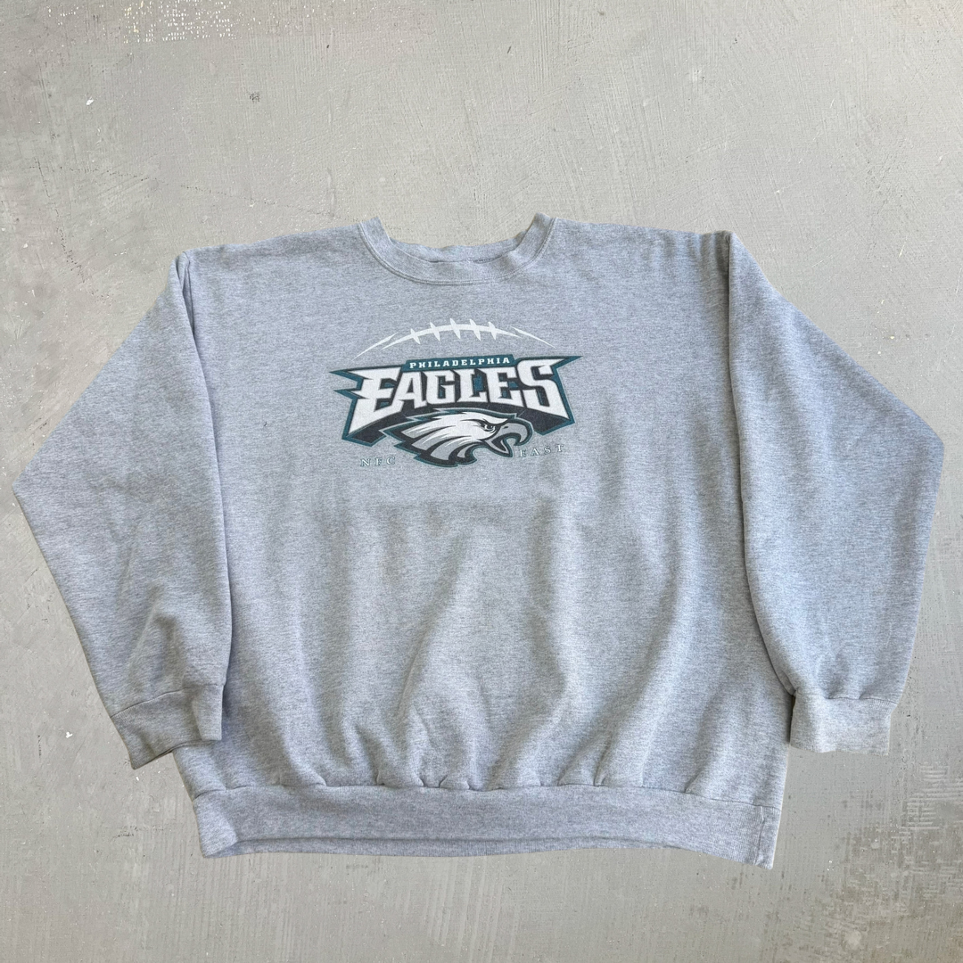 J- Vintage Philadelphia Eagles NFL Text & Logo Graphic Crewneck - XL