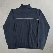 Vintage Tommy Hilfiger Cotton Grey Turtle Neck Knit Sweater - M