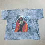 J- Vintage '96 The Mountain Indigenous Warrior In Snow Forest Graphic Made In USA Single Stitch Tee - 2XL