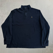 J- Vintage Polo RL Embroidered Logo Black Quarter Zip Crewneck - L