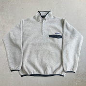 J- Vintage Patagonia Synchilla Beige/White Made In USA Polar Fleece - M