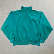 J- Vintage Nike Embroidered Text & Swoosh Teal Quarter Zip Crewneck - L