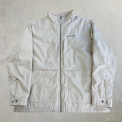 Vintage Columbia Fleece Lined Beige Canvas Zip Up Winter Jacket - XL
