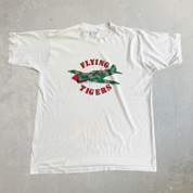 J- Vintage Flying Tigers Squadron Fighter Plane Graphic Made In USA Single Stitch Tee - XL