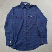 J- Vintage Lee Western Plaid Pearl Snap Button Down Shirt - M