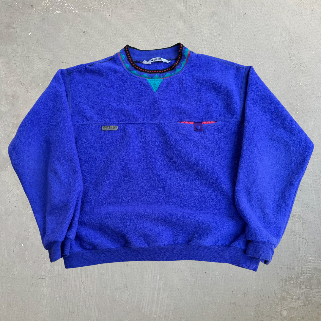 J- Vintage Columbia Made In USA Purple Pullover Polar Fleece - L