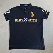 Vintage 90s Polo RL Black Watch Embroidered Big Pony Polo Shirt - L