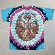 J- Vintage '95 The Grateful Dead Liquid Blue Graphic Skeleton Tie Dye Tee - L