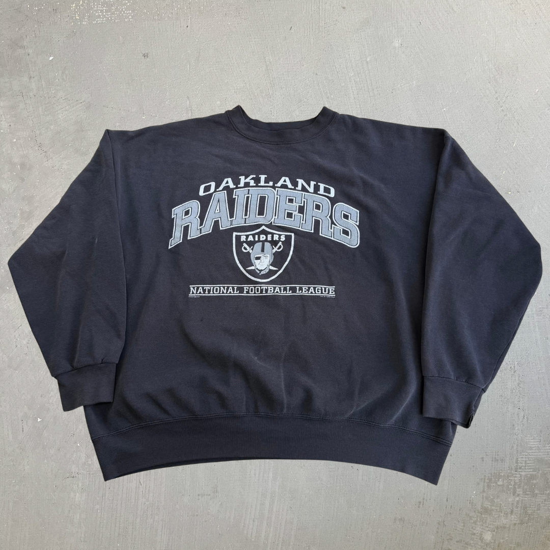 J- Vintage '98 Oakland Raiders NFL Graphic Text & Logo Crewneck - XL