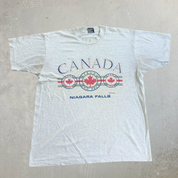 J- Vintage 90s Niagara Falls Canada text Graphic Made In USA Single Stitch Tee - L
