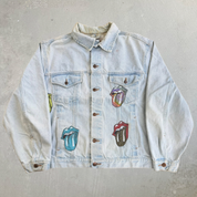 HOM Rolling Stones Its Only Rock N Roll Light Wash Reworked Denim Jacket - M