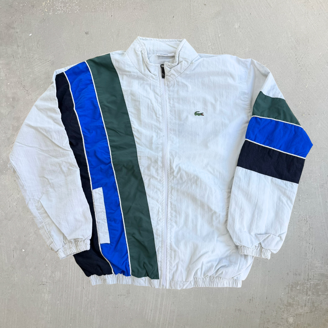J- Vintage 90s Lacoste Embroidered Logo Lightweight Zip Up Jacket - M
