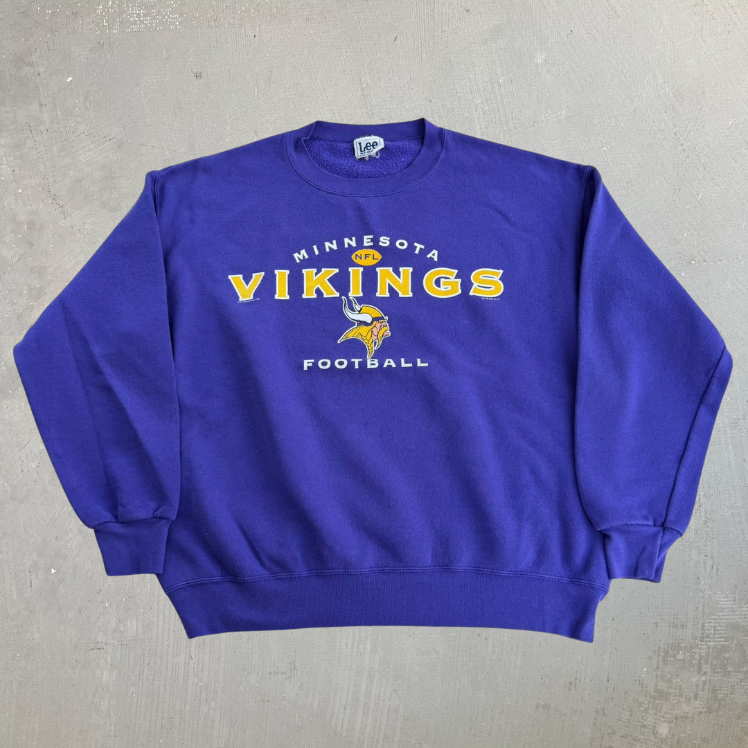 Vintage '00 Minnesota Vikings NFL Lee Text & Logo Crewneck - L