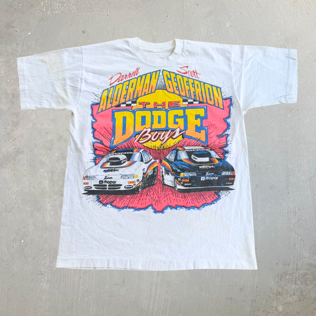J- Vintage 90s The Dodge Boys Mopar Racing Signed Graphic Single Stitch Tee - M