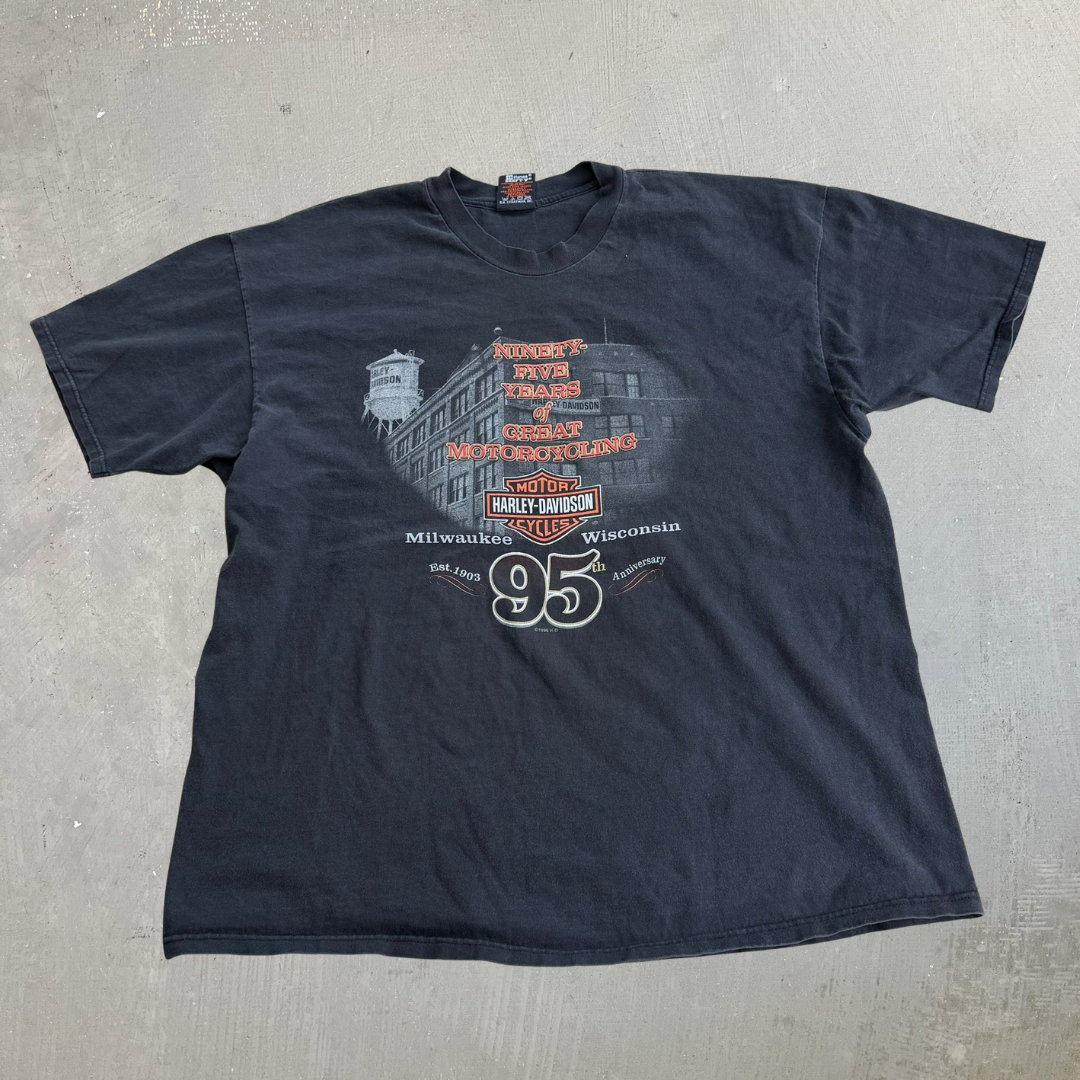 J- Vintage '98 Harley Davidson 95th Anniversary Graphic Marina Del Rey Ca Made In USA Tee - 2XL