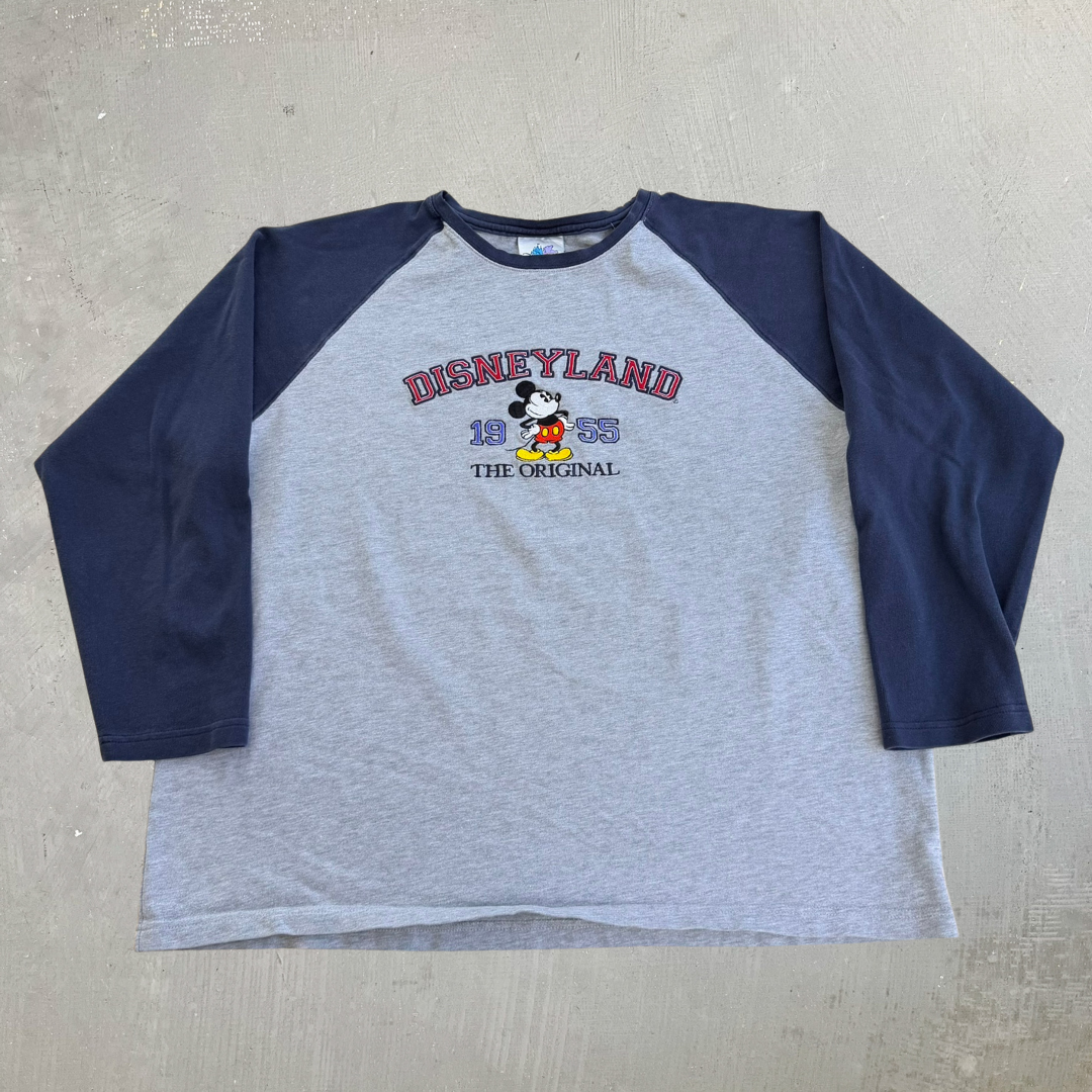J- Vintage Disneyland Original Mickey Mouse Embroidered Raglan Tee - XL
