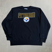 J- Vintage Pittsburgh Steelers NFL Starter Embroidered Logo Crewneck - L