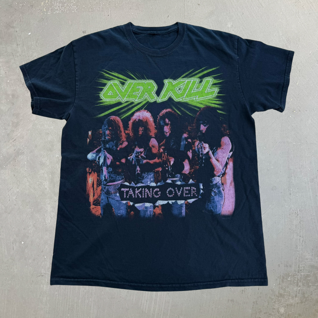 J- Vintage '04 Over Kill Taking Over Album Cover Reprint Graphic Tee - M