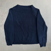 Vintage Women's Lauren By RL Navy Mock Raglan Sleeve Knit Sweater - Women's L