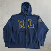 J- Vintage Polo Jeans RL Embroidered Logo Zip Up Hoodie - M