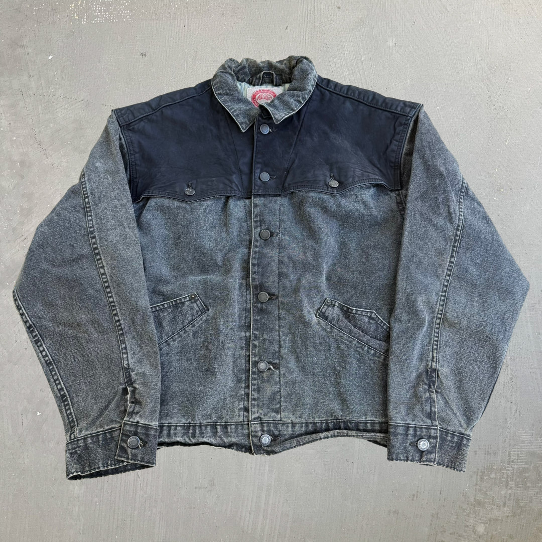 J- Vintage 90s Australian Outback Leather and Denim Western Jkt Made in Canada- M