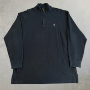 Vintage 90s Polo RL Embroidered Logo Black Quarter Zip Sweater - 2XL Tall