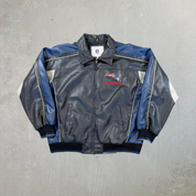F- Vintage New England Patriots NFL Zip Up Leather Jacket