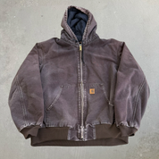 J- Vintage Carhartt Zip Up Hooded Brown Workwear Jacket - XL Tall