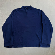 J- Vintage Polo RL Embroidered Logo Navy Quarter Zip Crewneck - 2XL