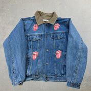 J- HOM Rolling Stones US Tongue Corduroy Collar Reworked Denim Jacket - L