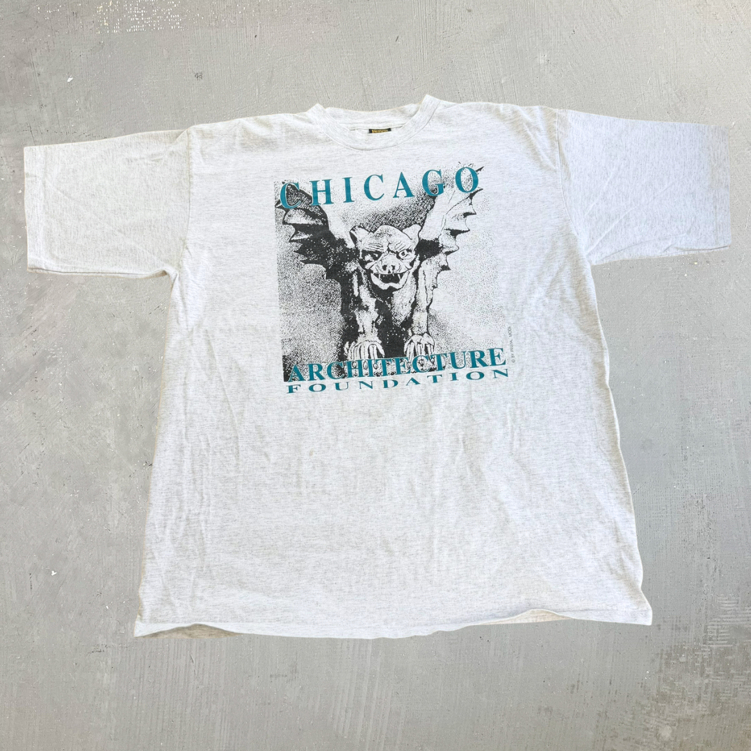 J- Vintage Chicago Architecture Foundation Graphic Made In USA Single Stitch Tee - 2XL