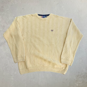 J- Vintage Chaps RL Embroidered Logo Yellow Knit Sweater - L
