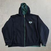 J- Vintage Green Bay Packers NFL Reversible Zip Up heavier Jacket - XL