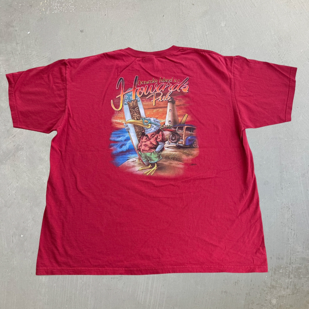 J- Vintage 2010s Howards Pub North Carolina Graphic Red Anvil Tag Tee - 2XL