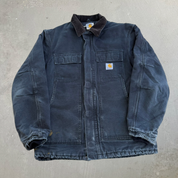 J- Vintage Carhartt Zip Up Collared Black Workwear Jacket - XL