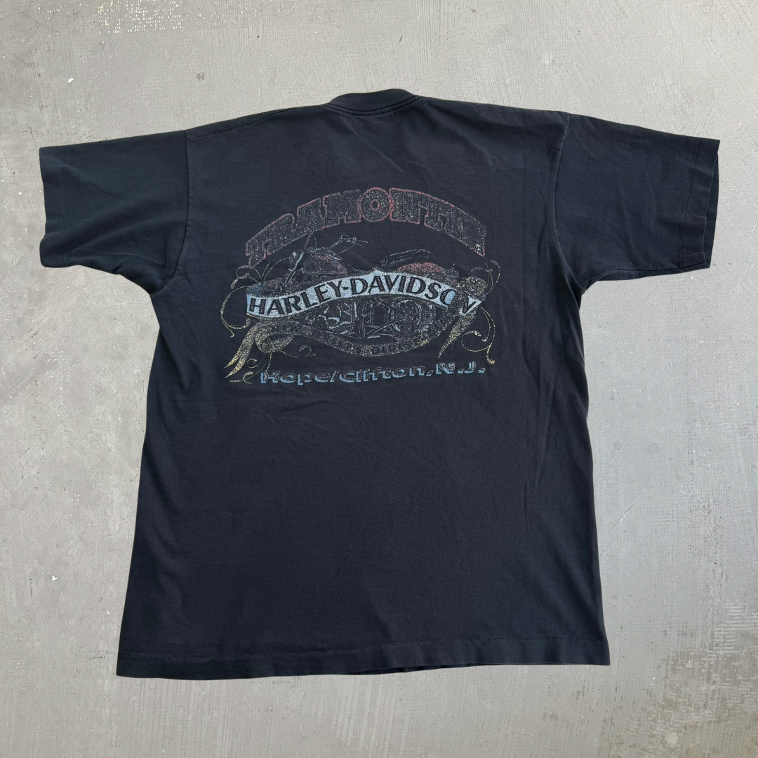 Vintage '91 Harley Davidson New Jersey Graphic Made In USA Single Stitch Pocket Tee - L