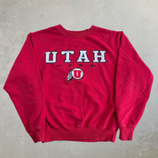 Vintage University Of Utah Utes Embroidered Logo & Text Crewneck - M