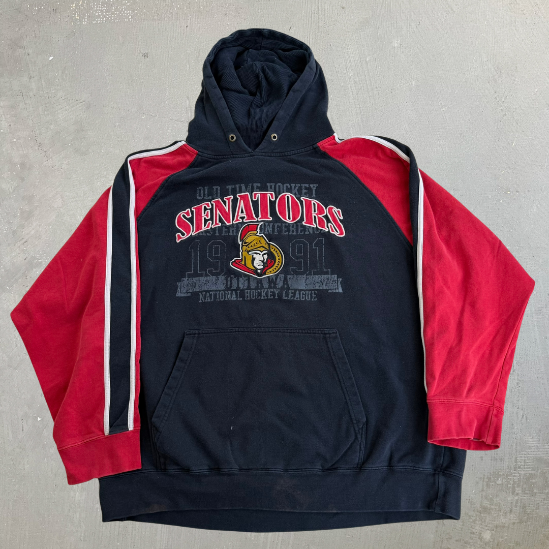 J- Vintage Ottawa Senator NHL Embroidered Graphic & Text Hoodie - XL