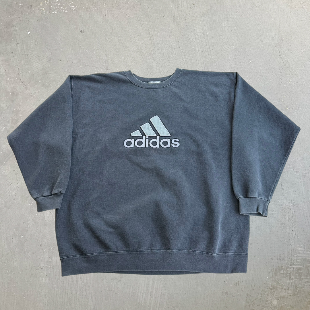 J- Vintage 90s Adidas Embroidered Logo & Text Graphic Crewneck - XL