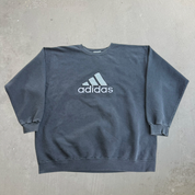 J- Vintage 90s Adidas Embroidered Logo & Text Graphic Crewneck - XL