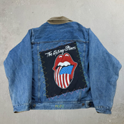 J- HOM Rolling Stones US Tongue Corduroy Collar Reworked Denim Jacket - L