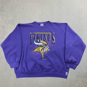 J- Vintage '94 Minnesota Vikings NFL Logo 7 Graphic Made In USA Crewneck - 2XL