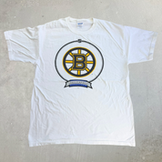J- Vintage Boston Bruins NHL Bud Light Stanley Cup Champion Text Tee - L