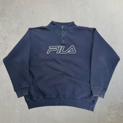 J- Vintage Fila Embroidered Text Quarter Zip Crewneck - XL
