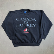 J- Vintage 90s Starter Hockey Canada Text Graphic Crewneck - M