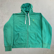 J- Vintage 90s Polo RL Embroidered Logo Green Zip Up Hoodie - XL