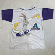 J- Vintage '95 Arizona Diamondbacks Bugs Bunny MLB Looney Tunes Graphic Baseball Jersey - L
