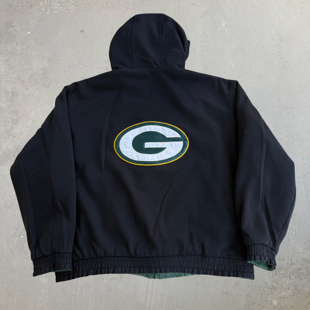 J- Vintage Green Bay Packers NFL Reversible Zip Up heavier Jacket - XL